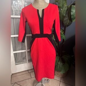 HOMEYEE Women Vintage Red/Black Pencil Dress